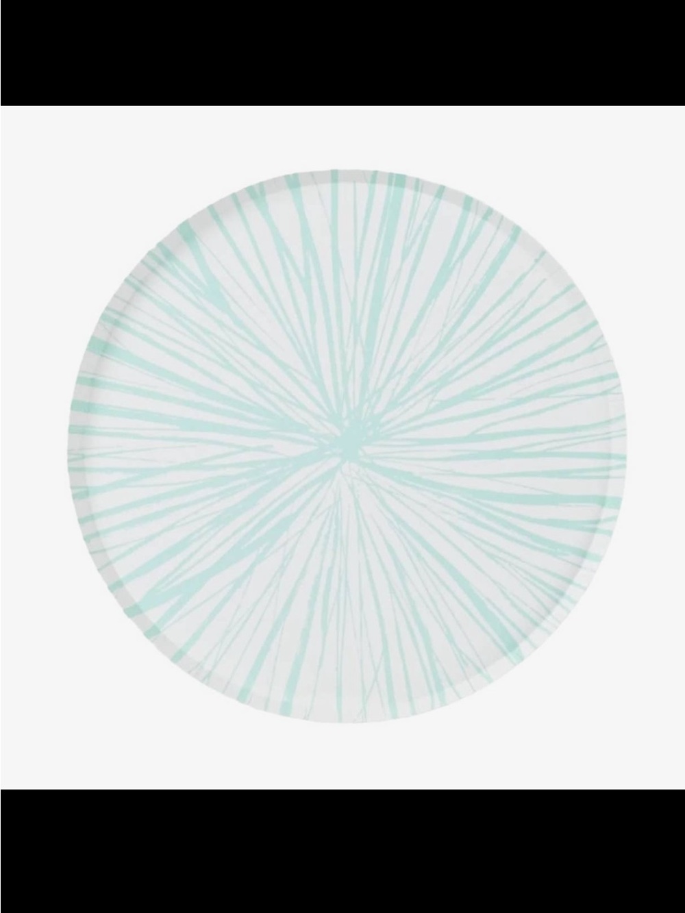 NWT! Gatherings 8 Round Decorative Paper Party Plates in Mint Burst Pattern